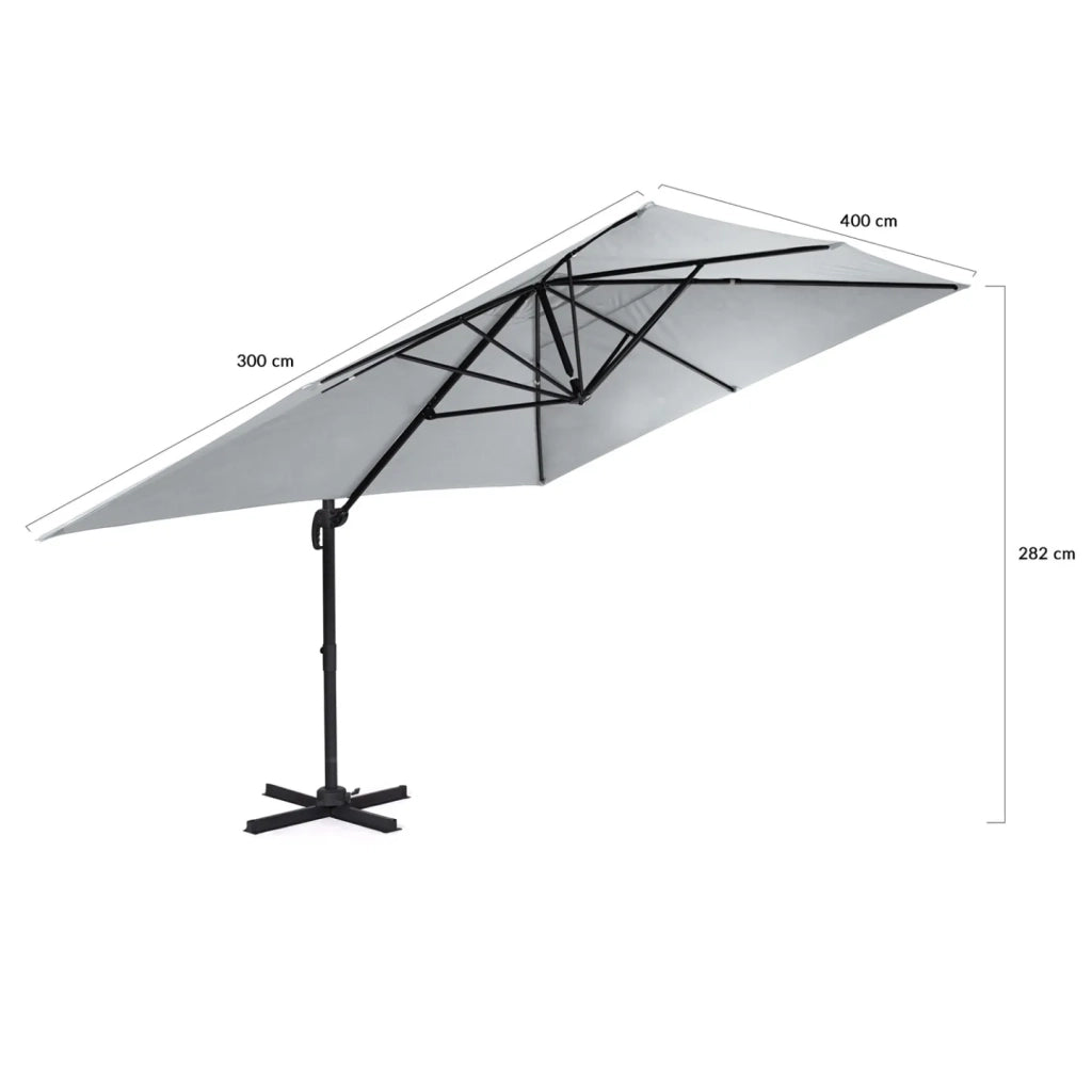 IDMarket - Ombrellone CALVI inclinabile a 360°, grigio chiaro 3x4 M con copertura