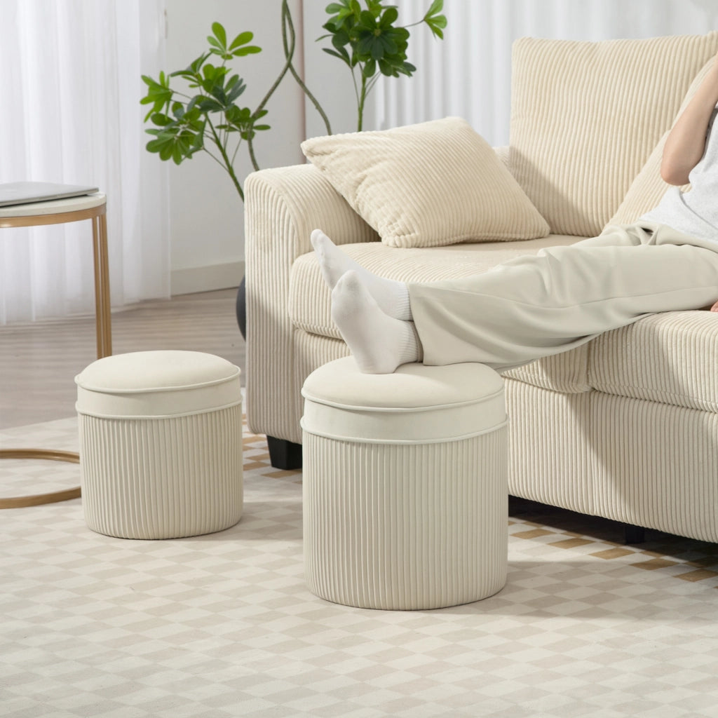 Sgabello imbottito con coperchio e spazio di archiviazione ¨C zephmum ¨C 36x36x41,5 cm crema