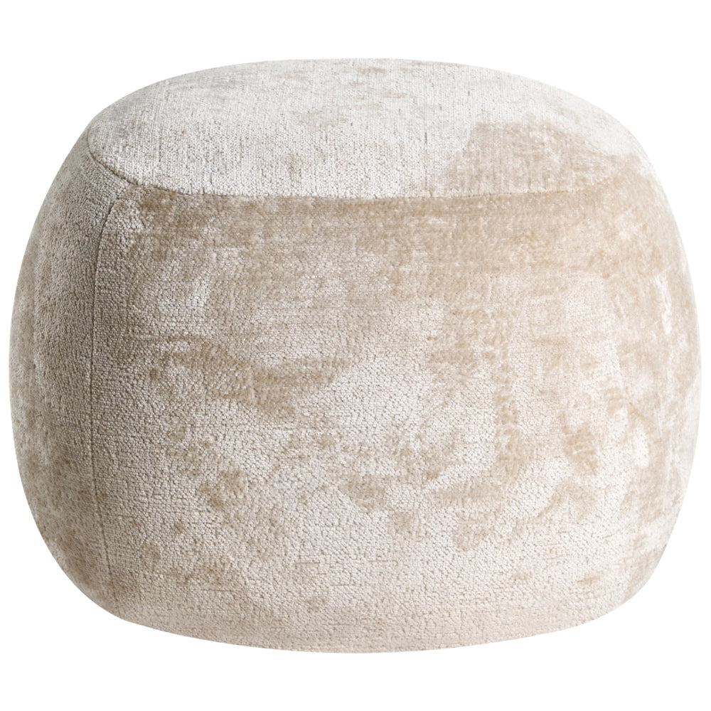 Pouf rotondo in ciniglia beige Pouf imbottito in stile glamour Mobili per soggiorno