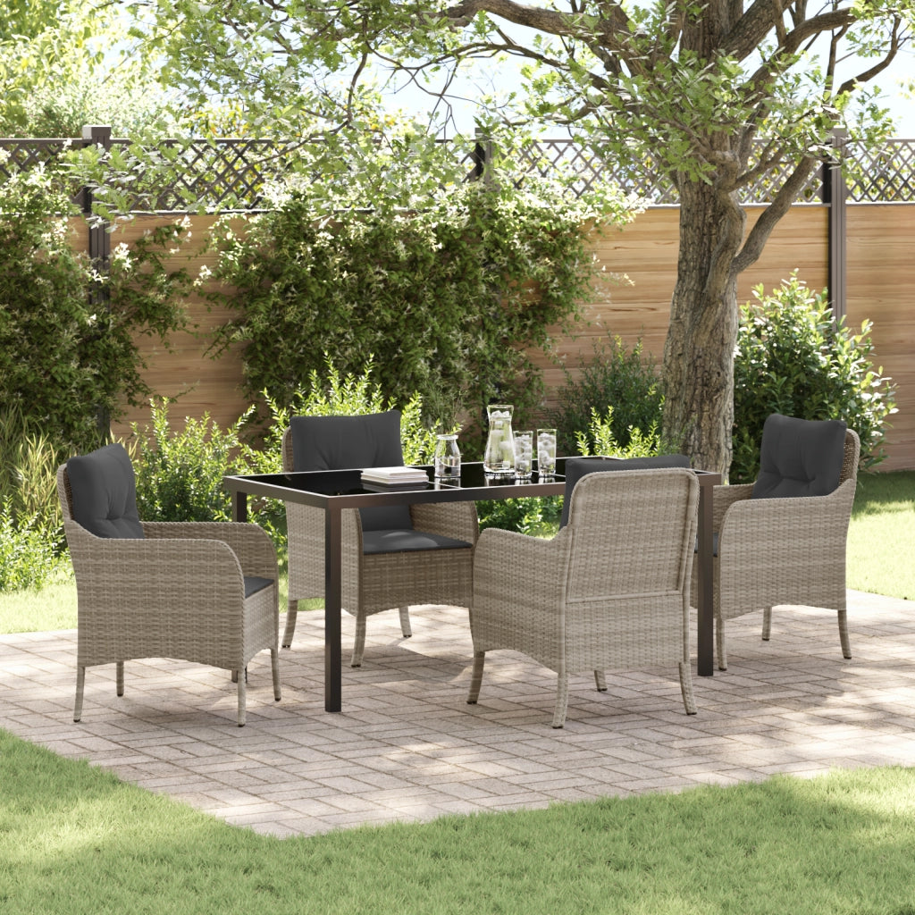 Set di Pranzo da Giardino vitaXL con Cuscini Grigio Chiaro Rattan PE