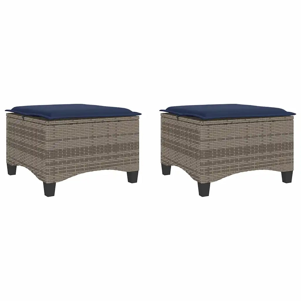 vidaXL Sgabelli Giardino con Cuscini 2 pz Grigio 55x55x36cm Polyrattan