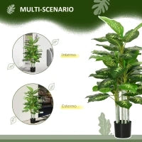 Pianta Artificiale Decorativa Alta 120 cm con Vaso Nero per Interni ed Esterni