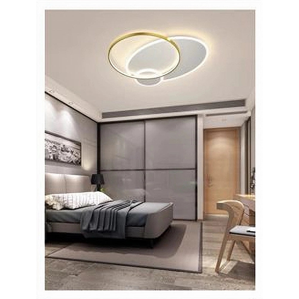 Trade Shop - Plafoniera Led 42w Cerchio Oro Bianco Moderno Soffitto Tonda Luce Naturale 71554 -