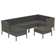Set di mobili da giardino mobili da esterno 7 pezzi con cuscini resina intrecciata grigia 02_0017275