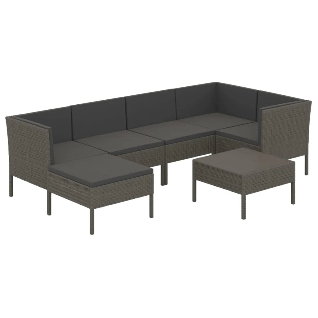 Set di mobili da giardino mobili da esterno 7 pezzi con cuscini resina intrecciata grigia 02_0017275