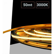 Trade Shop - Striscia Led Cob Strip Bobina 50mt 24volt Led Smd Luce 4000k 6500k 3000k Cob-50m - -bianco Caldo      -