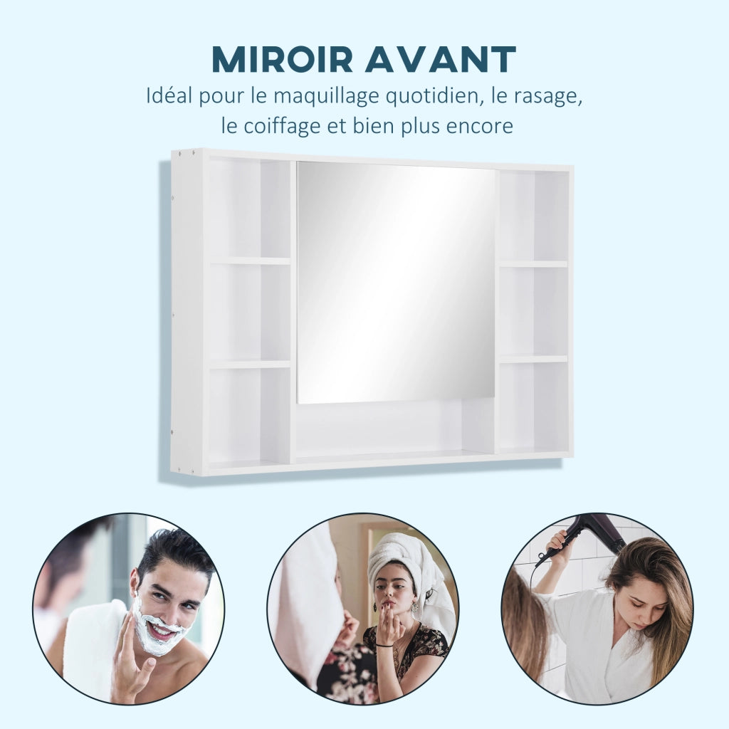 Mobile bagno con specchio e ripiani ¨C zephmum ¨C 100x15x70 cm bianco