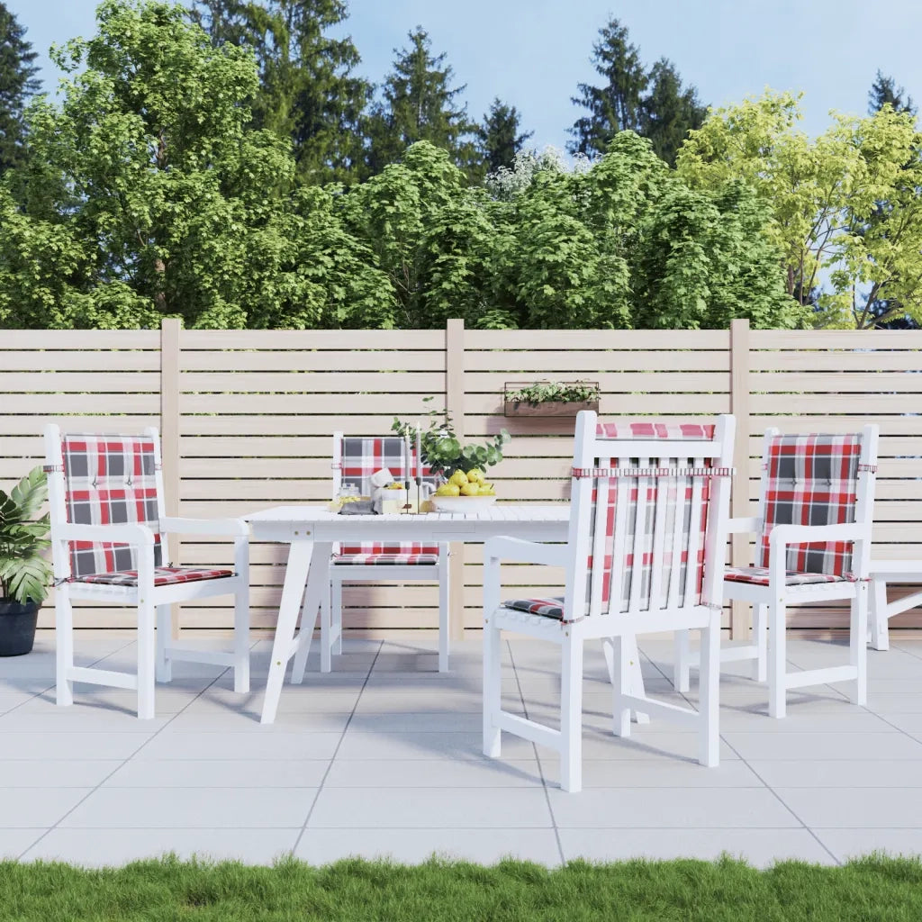 Cuscini per Sedia 4 pz | Cuscini per sedie a Quadri Rossi 100x50x3cm Tessuto Oxford