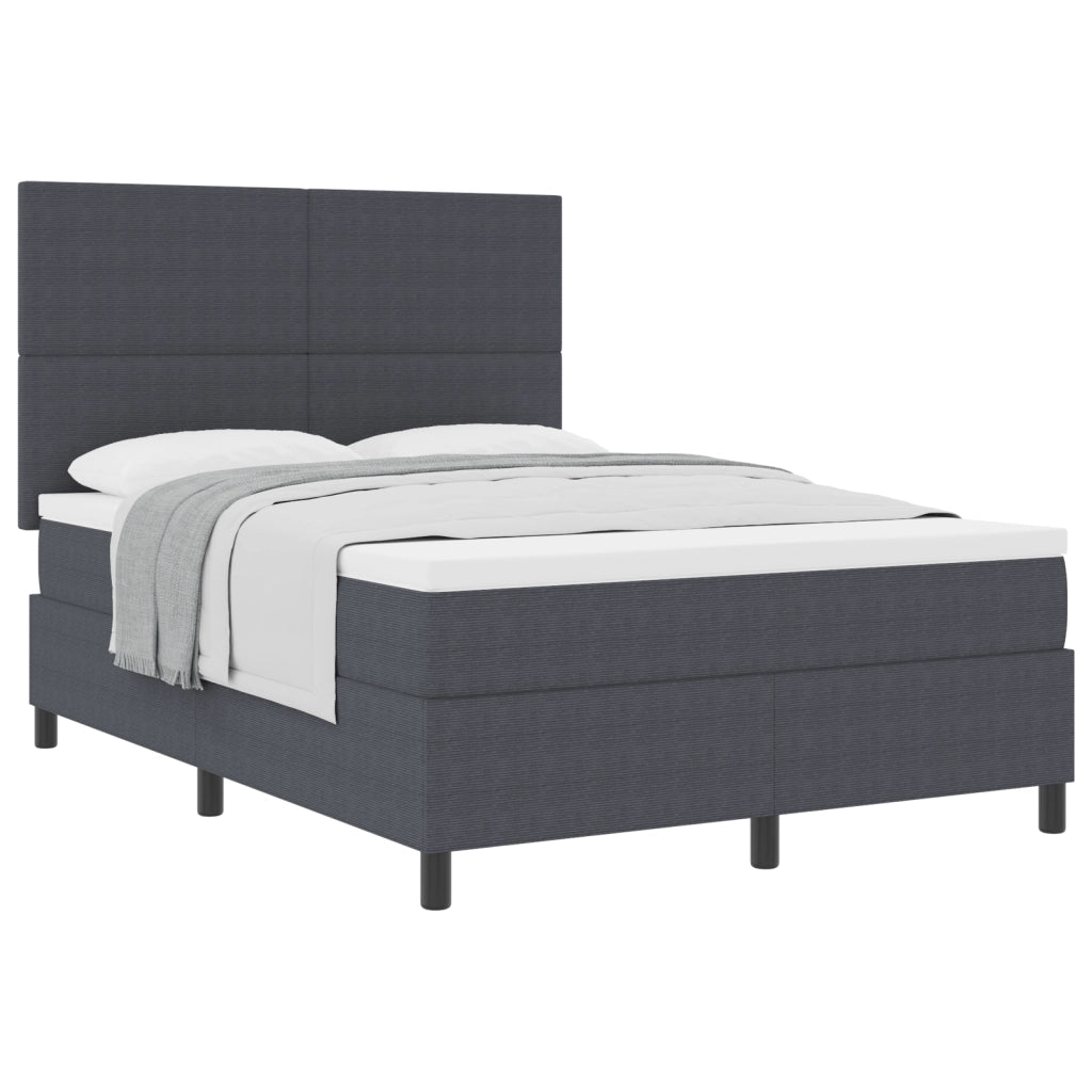 Letto con Box Spring e Materasso Grigio Scuro 160x200 cm Tessuto in Corduroy