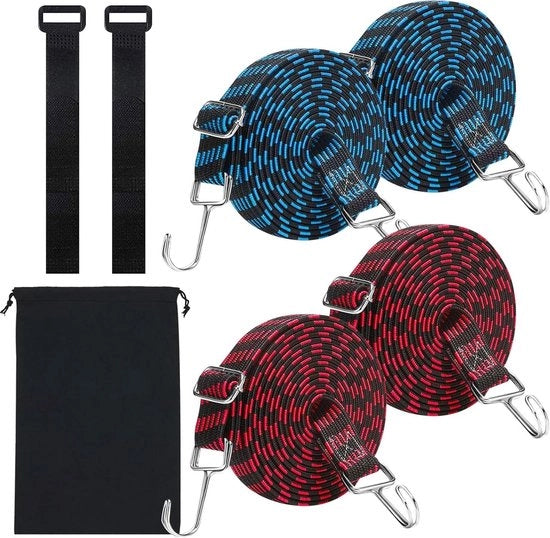 Set di Cordoni Bungee Duraturo Per Camping e Ciclismo - Multifunzionale e Flessibile – Adatto per Auto e Piscine – Incluso Clip Zeila Robusto.