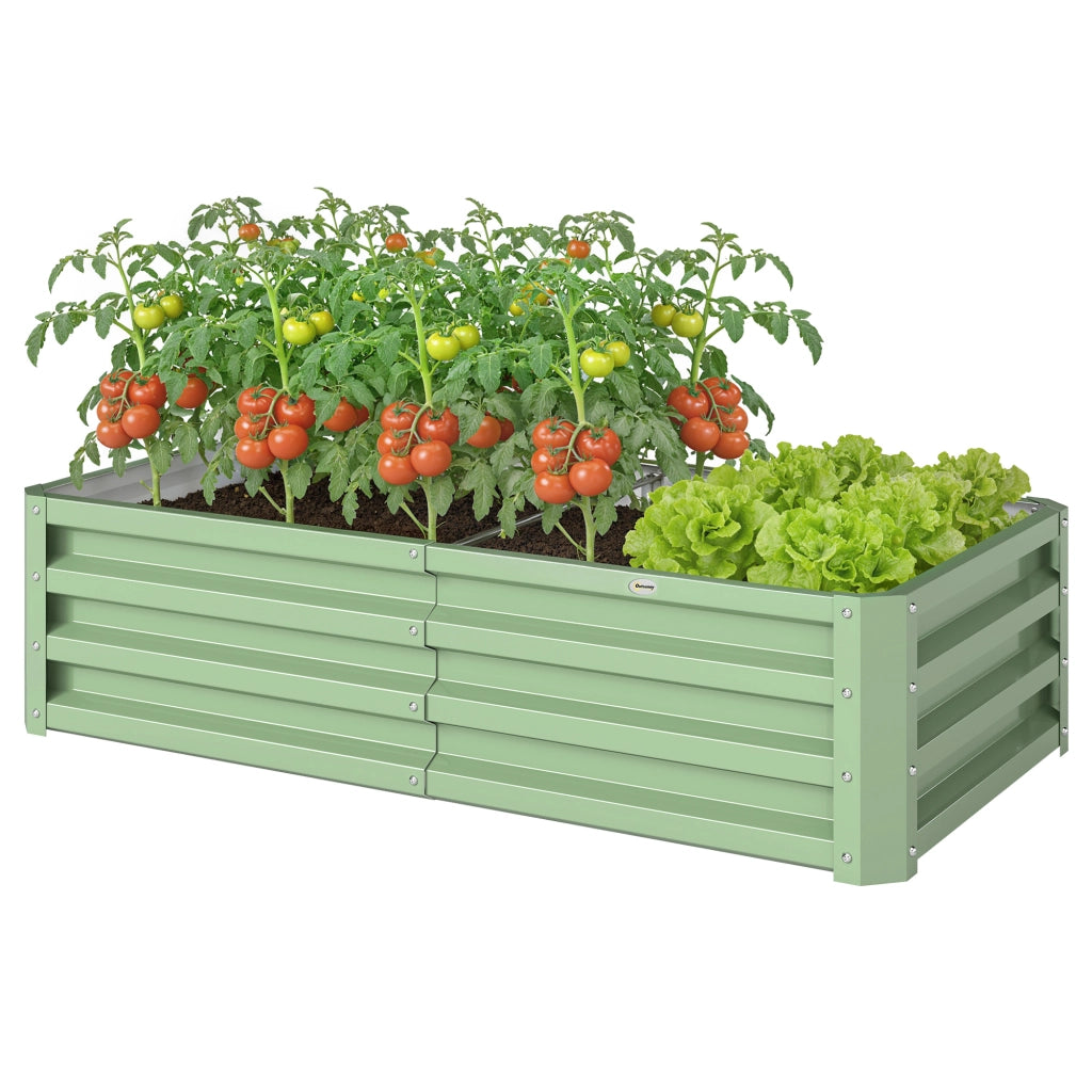 Carré Potager de Jardin Rectangulaire, Tôle d'Acier Ondulée, 120 x 60 x 30,5 cm, Vert