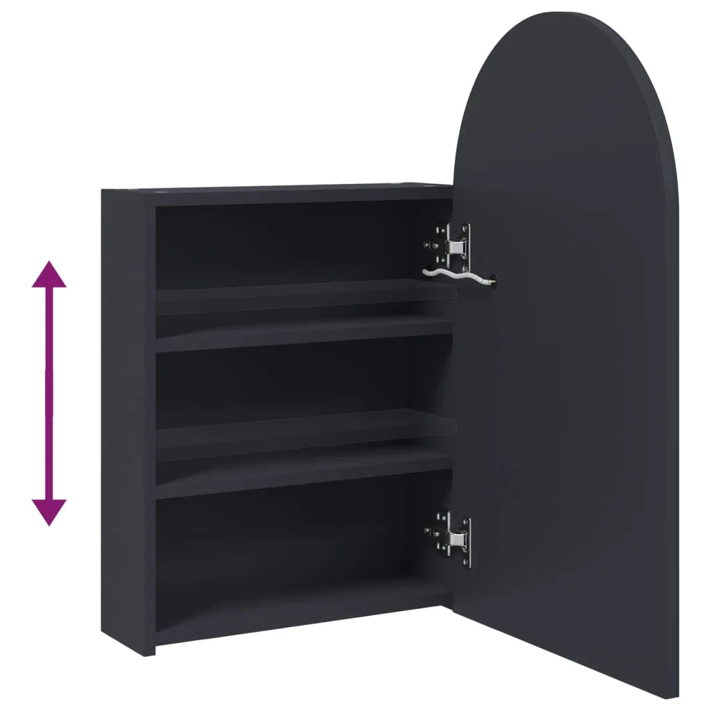 Armadietto Bagno con Specchio e LED ad Arco Grigio 42x13x70 cm 357974