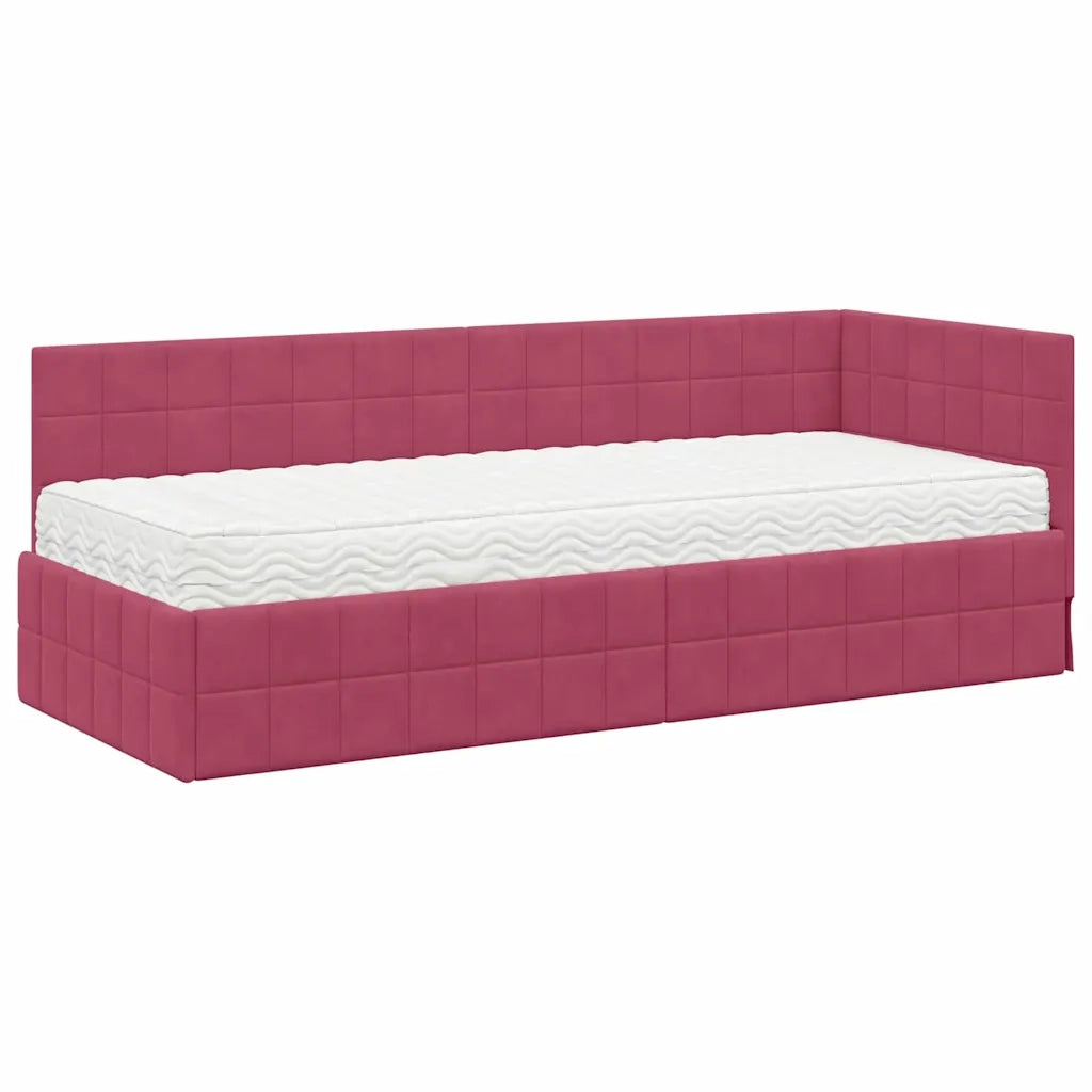 Struttura Letto Angolare con Materasso 2 pcs Verde Velluto 3393922