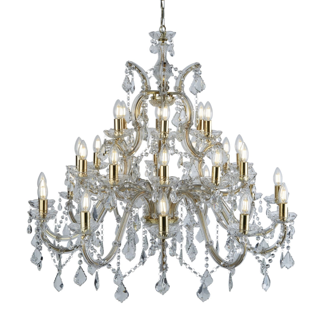 Lampadario Classico Marie Therese Acciaio Adjustable Acrilico Trasparente 30 Luci E14