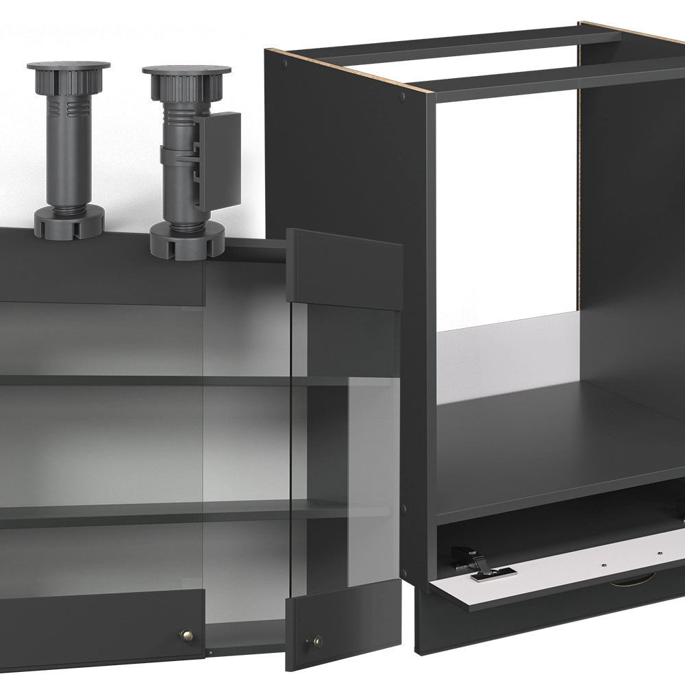 Vicco Cucina angolare completa Landhaus antrazit-oro 287 x 46 cm senza piano di lavoro