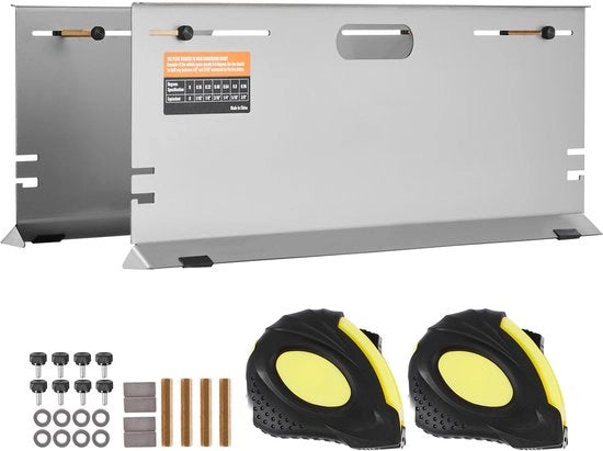 Wiel uitlijning 2-pak, piastrelle in acciaio inossidabile per misurazioni angolari precise, comprensivo di 4 stanghe di calibrazione, guance magnetiche, strumenti di misura e tabella di conversione.