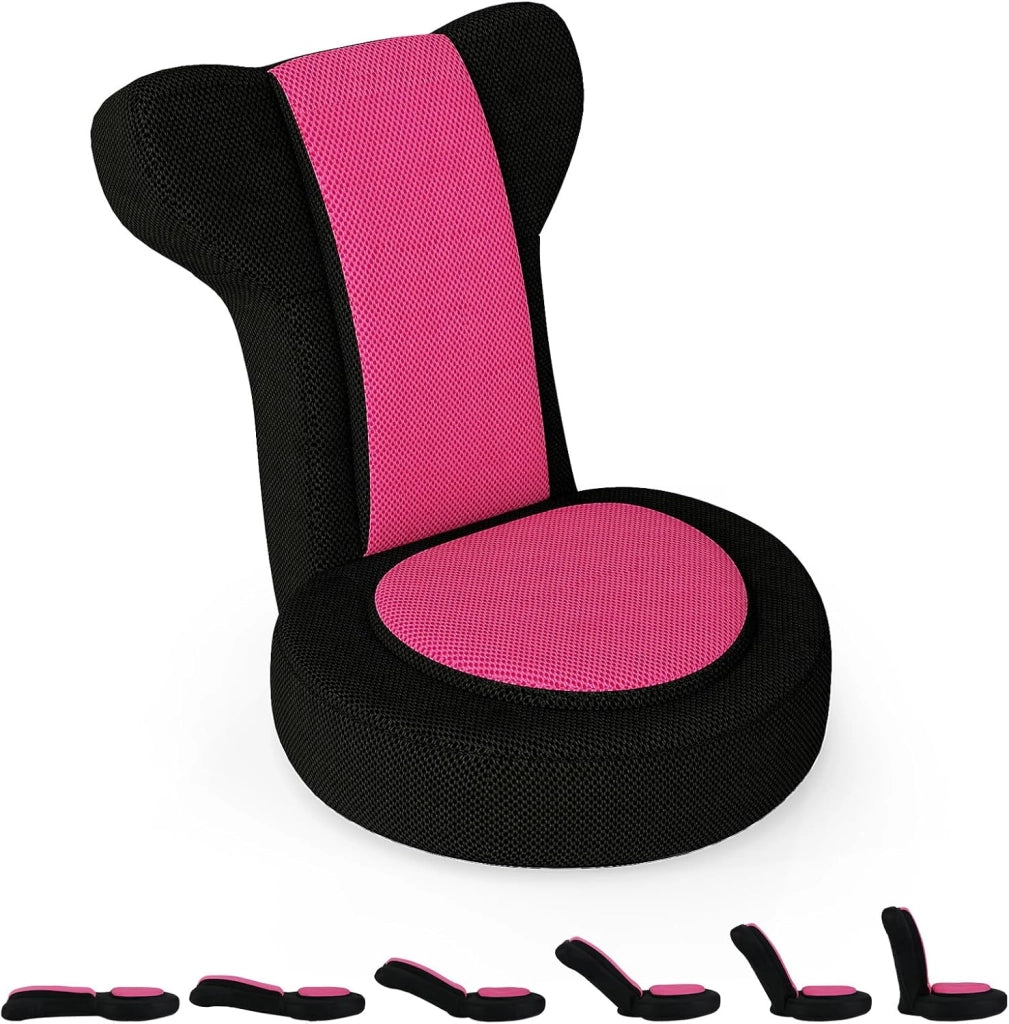 Sedia da Terra, Poltrona Relax con Schienale Regolabili a 14 Posizioni, Sedia da Pavimento Pieghevole, per Camera da Letto e Salotto (Rosa)