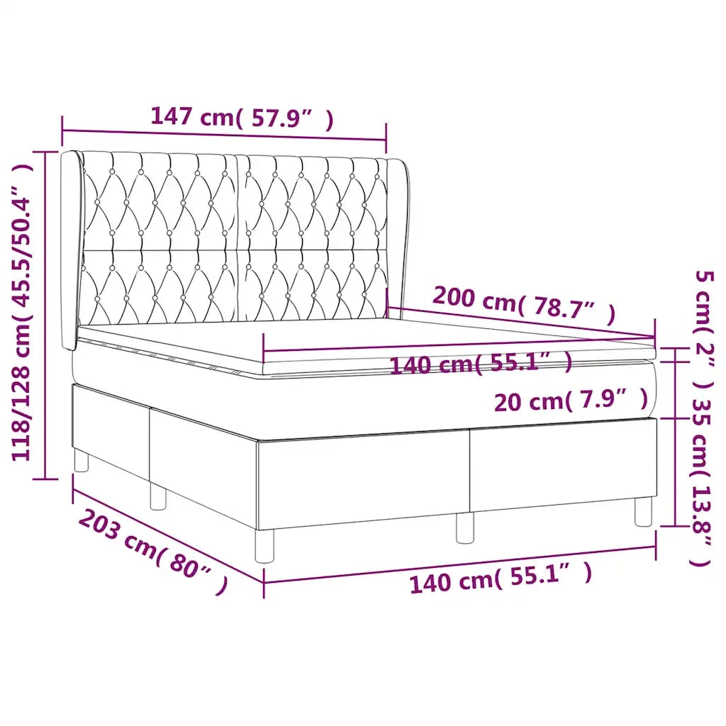 Giroletto a Molle con Materasso Blu Scuro 140x200 cm in Velluto 3129397