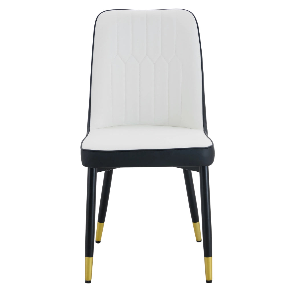 Set 2 Sedie da Pranzo Moderne ¨C MINIMAL ¨C Schienale Similpelle Nero Bianco, Gambe Metallo