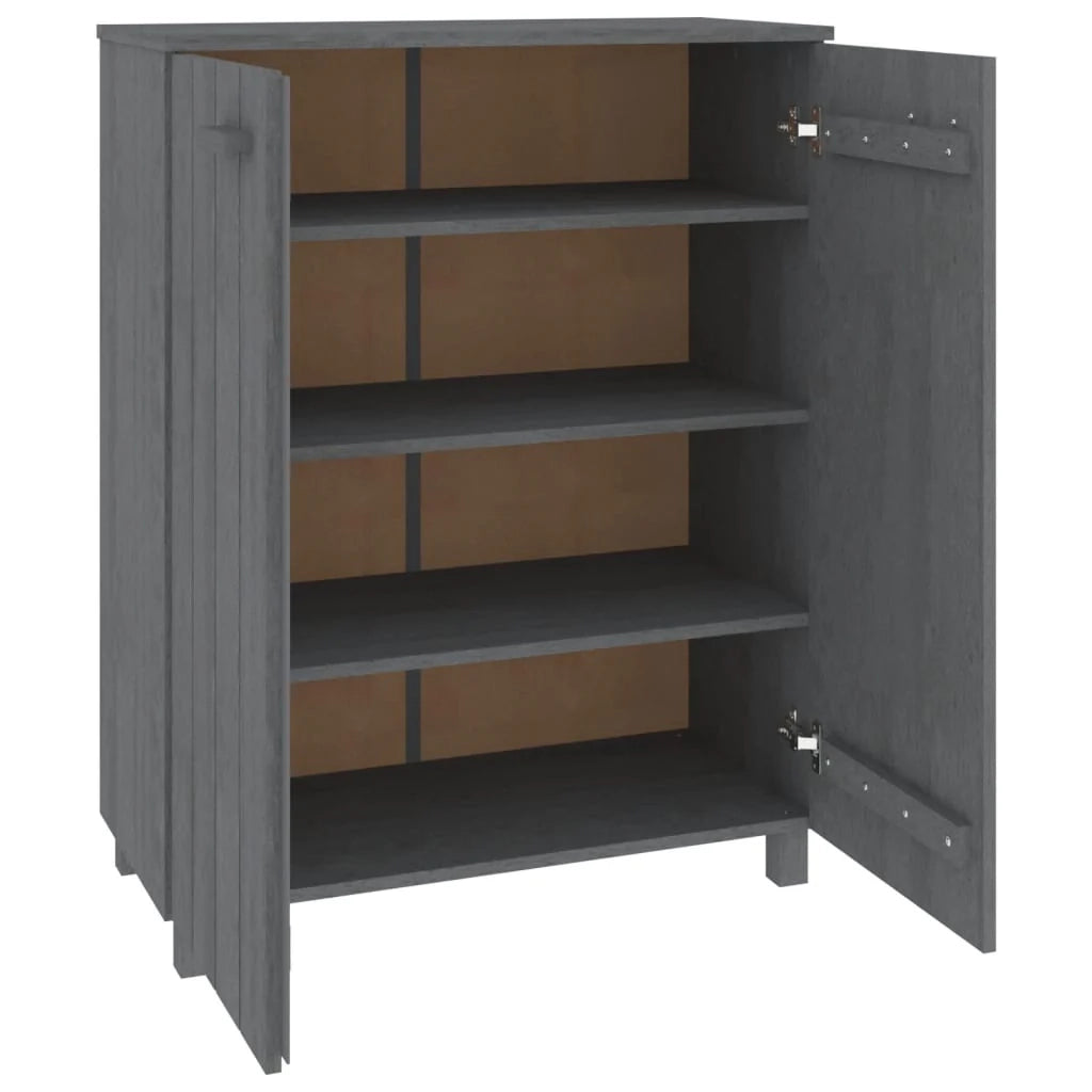 Scarpiera mobiletto portascarpe mobile per ingresso/corridoio/soggiorno colore scuro 85 x 40 x 108 cm pino massiccio grigio 02_0021865
