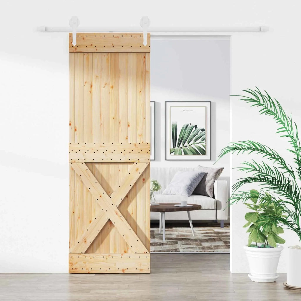 Porta scorrevole Naturale e Bianco 80 x 210 cm