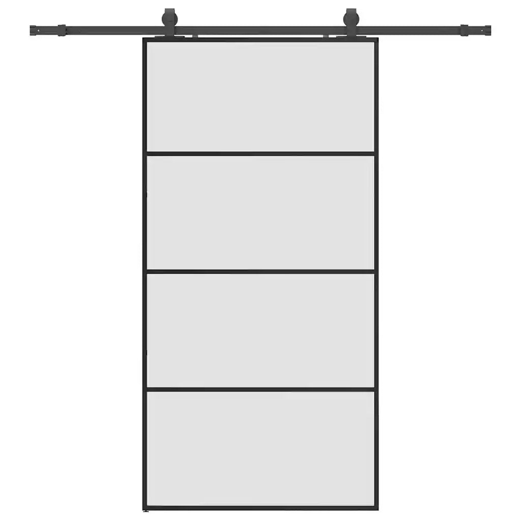 Porta Scorrevole con Ferramenta Nera 102,5x205 cm in Vetro ESG 3375861