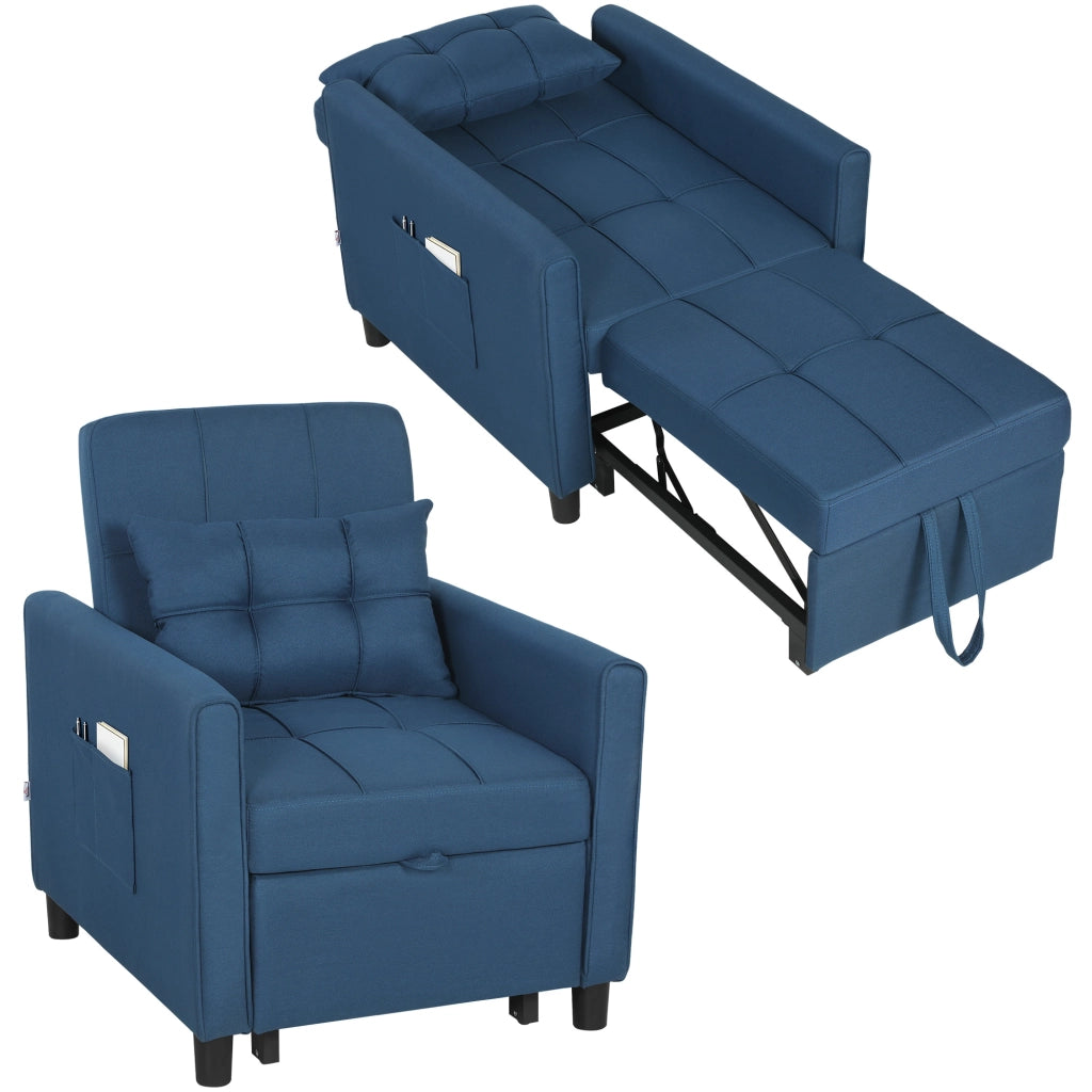 Letto Pieghevole con Cuscino e Schienale Regolabile ¨C Zephmum ¨C Blu
