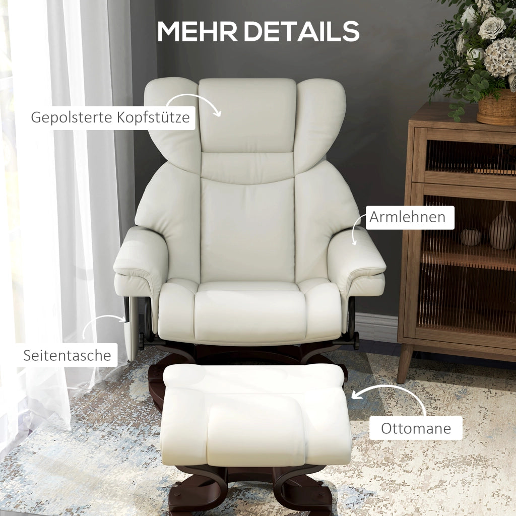 Poltrona relax massaggiante con poggiapiedi ¨C Xylo ¨C Similpelle crema reclinabile elettrica