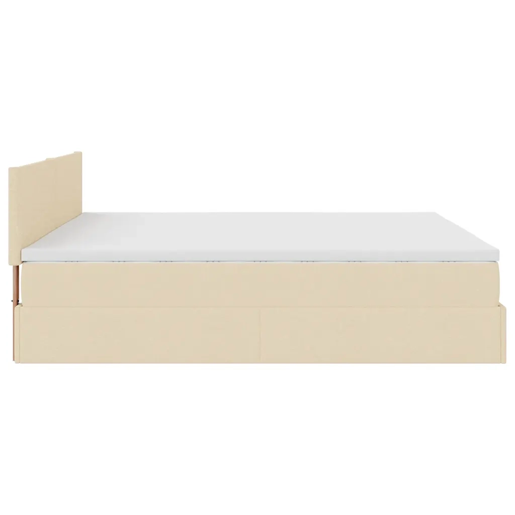 Struttura Letto Pouf con Materasso Crema 200x200cm in Tessuto 3311406