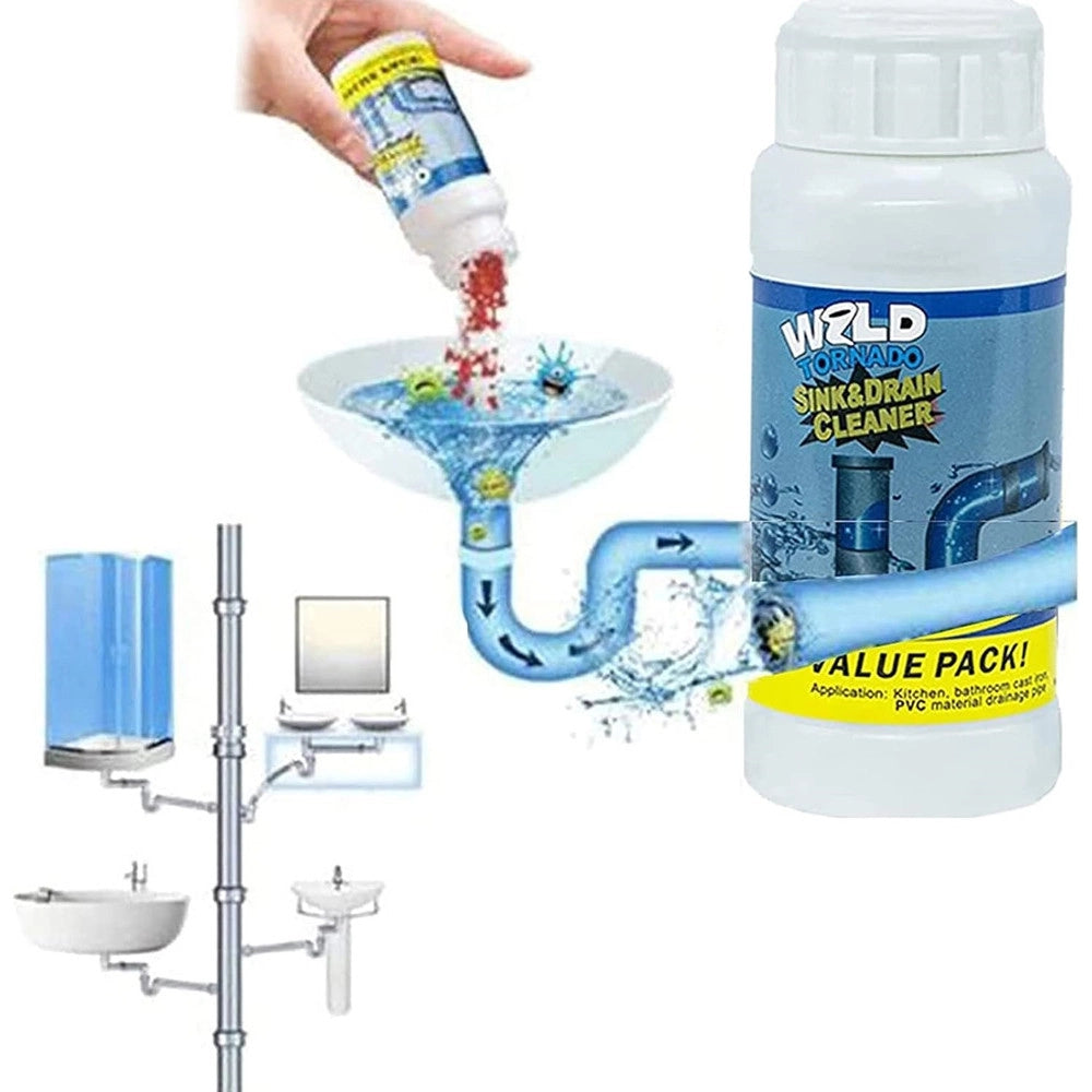 Trade Shop - Set Da 2pz Detergente Per Lavandini Scarichi Potente Polvere Per Pulizia Tubi Cucina Wc -