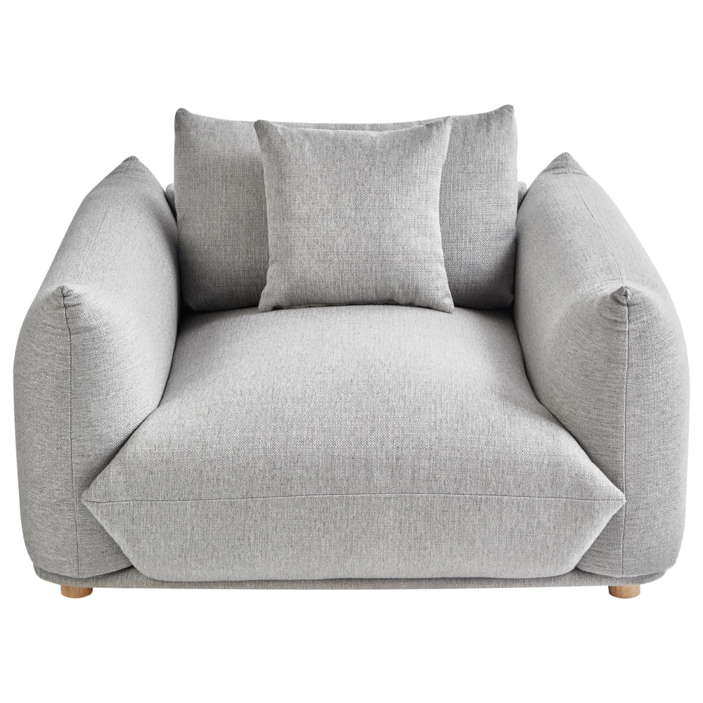 Poltrona Tessuto grigio chiaro Gambe di legno morbide Stile moderno arredamento scandinavo