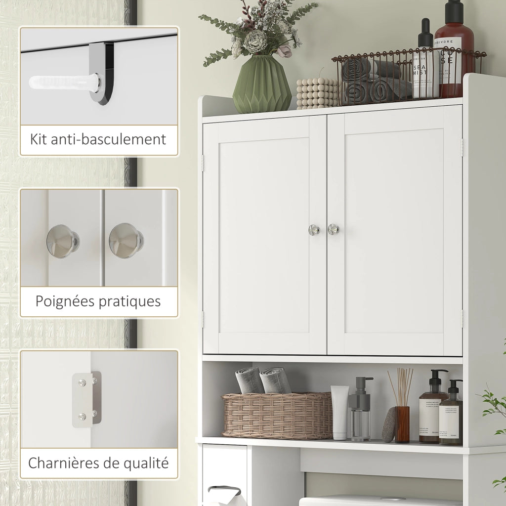 Mobile Bagno 2 Ante 80x19.5x170cm ¨C zephmum ¨C Bianco