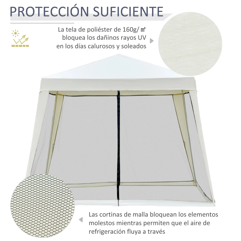 Tenda da giardino 3x3 m con zanzariera ¨C zephmum ¨C crema