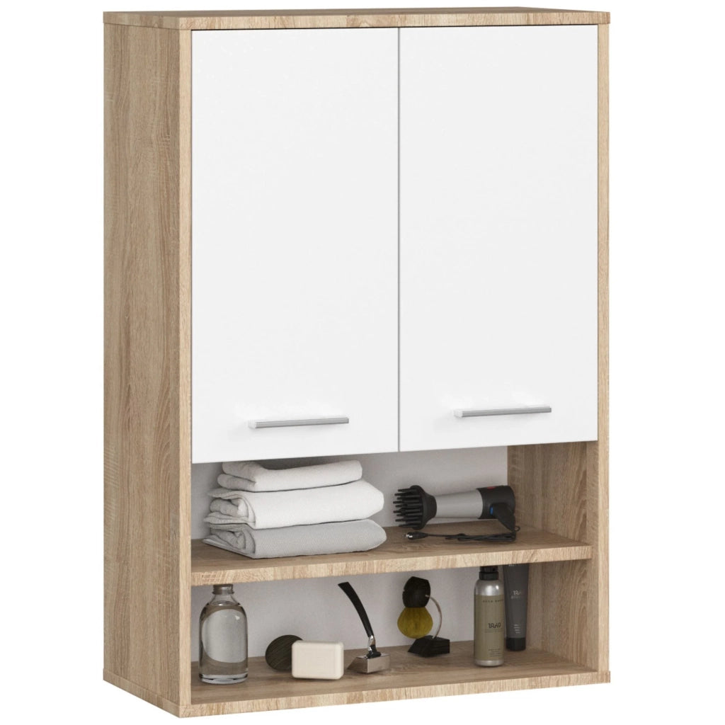 Mobile bagno sospeso AKORD FIN H934 W64 Quercia Sonoma, Bianco 2 ante 64x94x30 cm