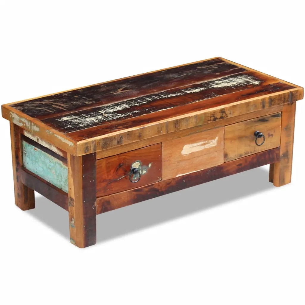 Tavolino da Caff¨¨-Tavolino da soggiorno-Tavolino da Salotto con Cassetti in Legno Recuperato 90x45x35 cm