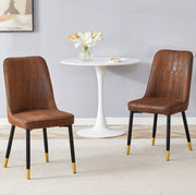 Sedia da pranzo marrone con schienale ergonomico e gambe in metallo nero antiscivolo