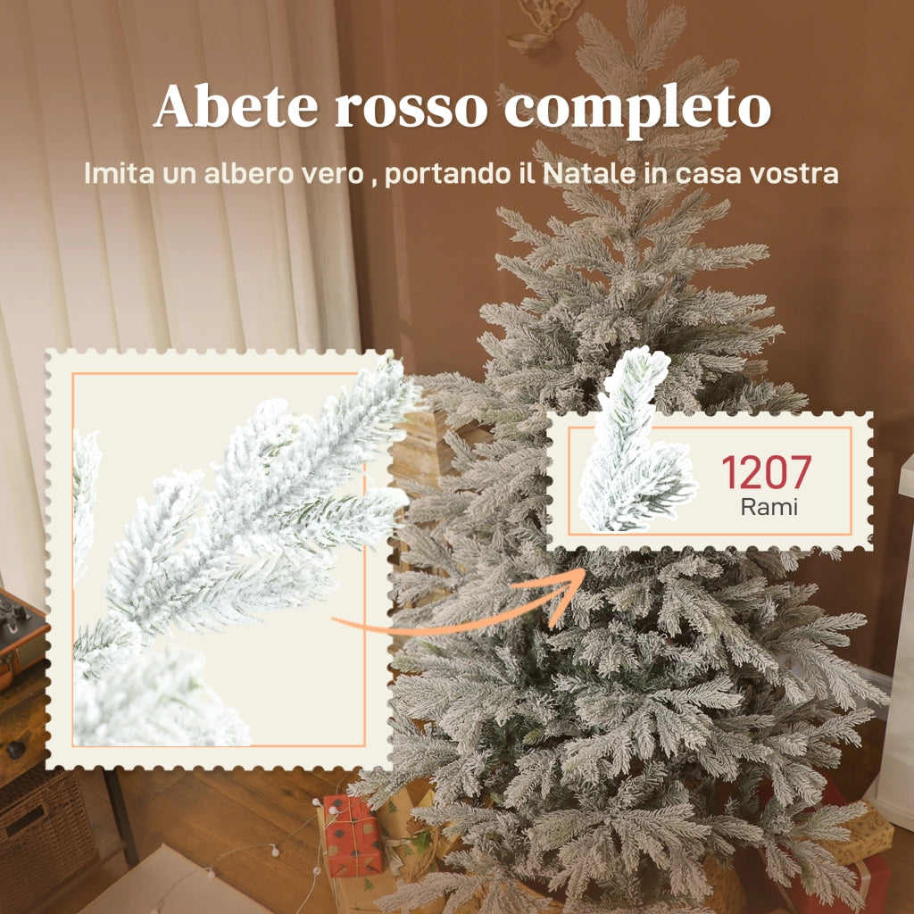 Albero di Natale ¨C zephmum ¨C Innevato 180 cm Rami Realistici Base Metallo Pieghevole