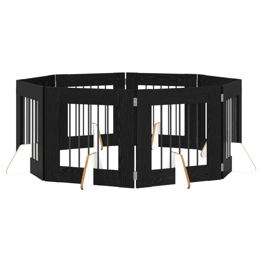 Cancello per cani con supporti 8 pcs Rovere Nero 60 x 60 cm