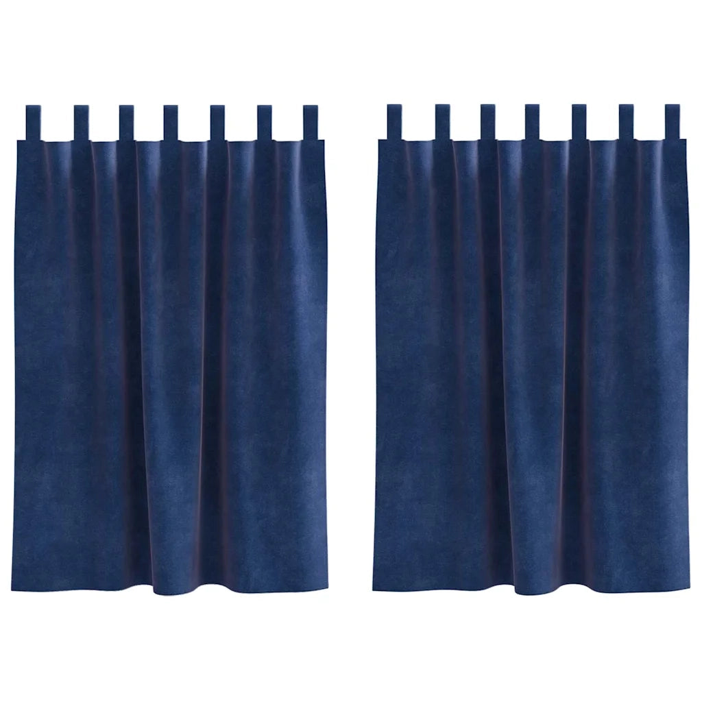 Tende Oscuranti | Tende Blackout 2 pz Blu Scuro 140 x 140 cm Velluto