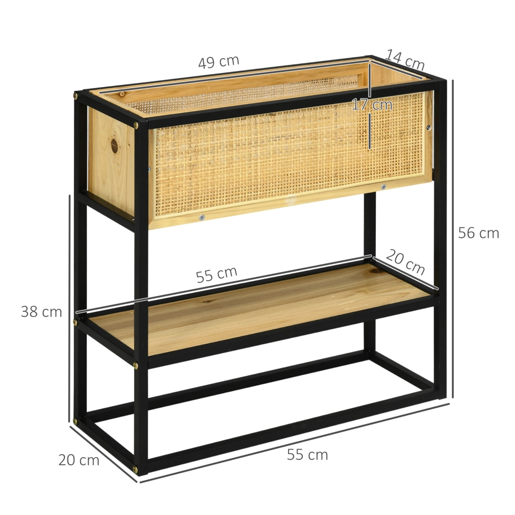 Jardiniere Rettangolare con Mensola ¨C Zephmum ¨C Metallo e Legno 55x20x56 cm