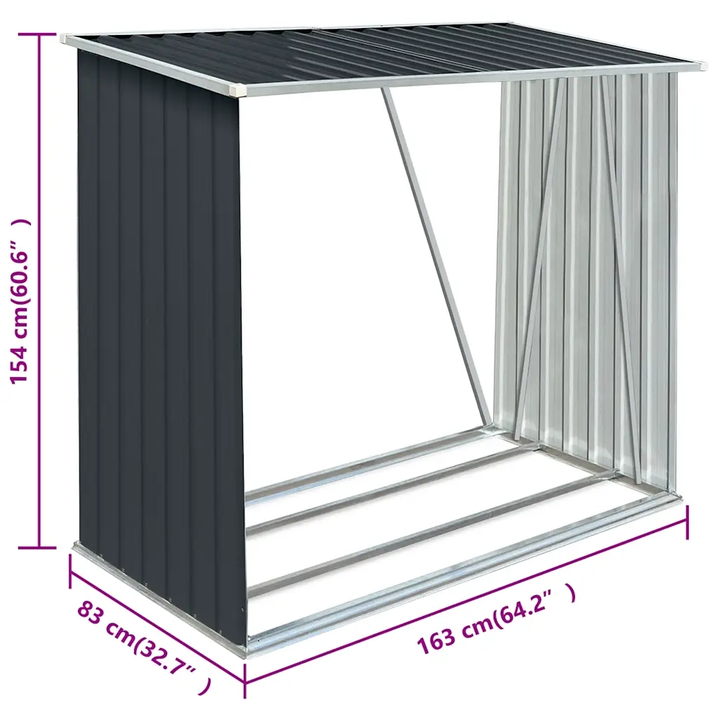Capannone da Giardino in Acciaio Zincato 163x83x154cm Antracite cod mxl 76326