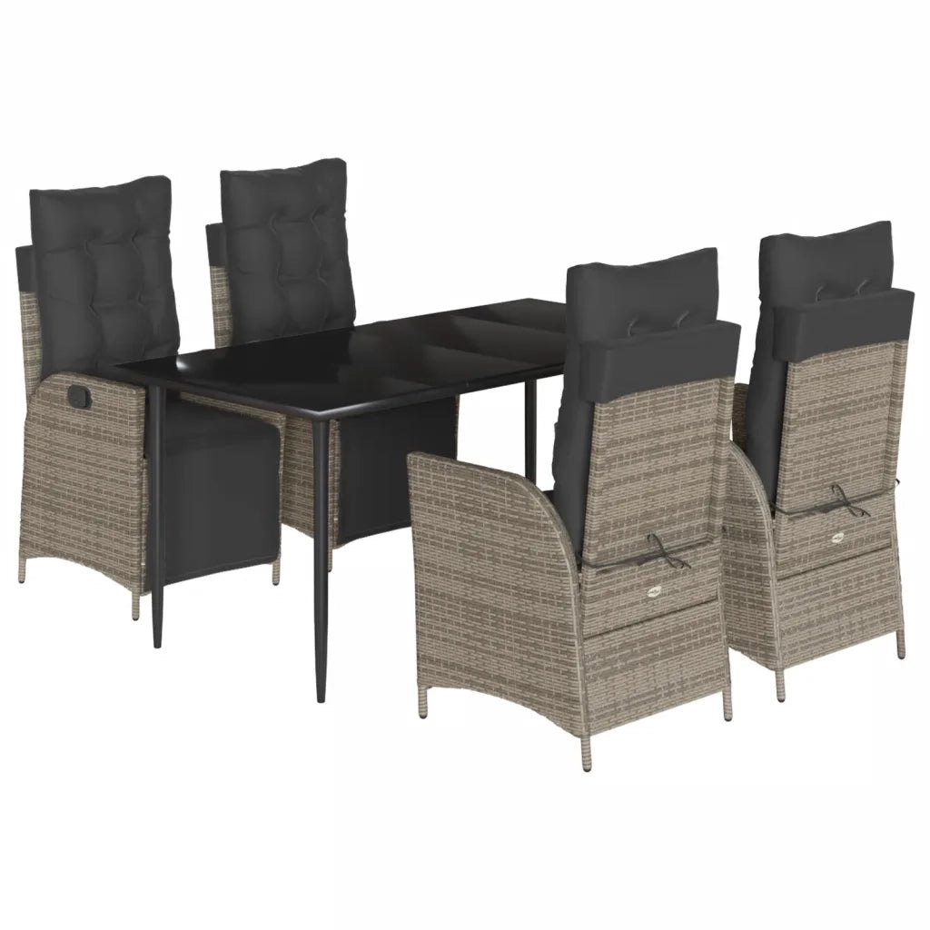 Set da Pranzo da Giardino 5 pz con Cuscini in Polyrattan Grigio 3213423