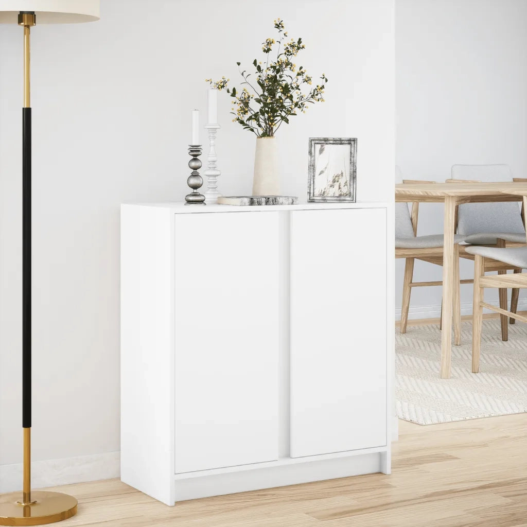 Credenza con LED Bianca 77x34x85 cm in Legno Multistrato