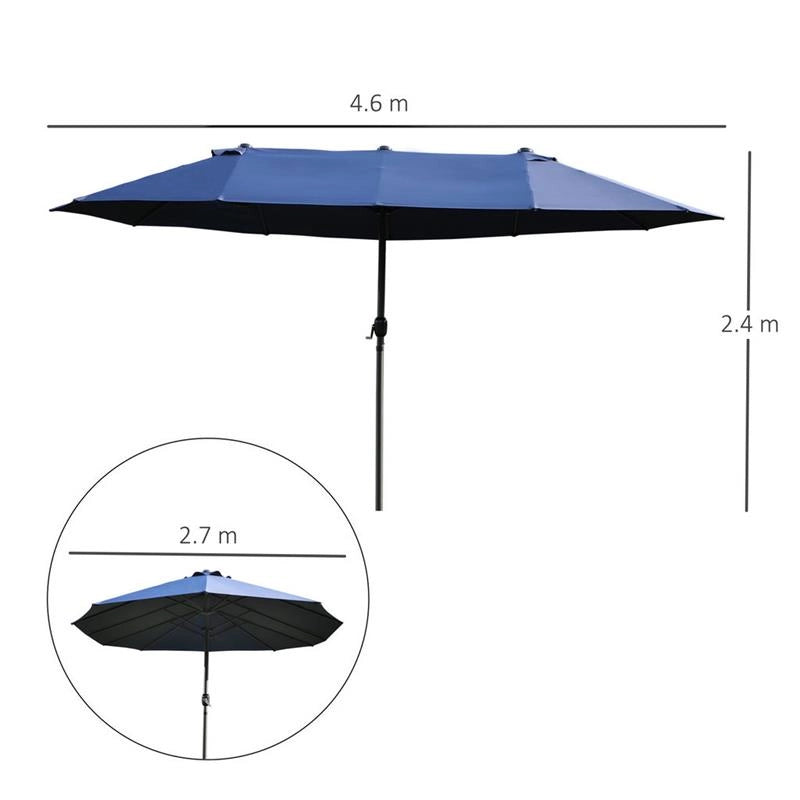 OMBRELLONE DOPPIO TETTUCCIO DA ESTERNO 460 X 270 X 240 BLU