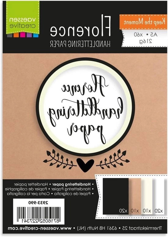 Papier per belettering a mano - bianco - ivore - marrone - nero - 216 g/m² - 60 pezzi - formato A5 - pittura a acqua - belettering a mano