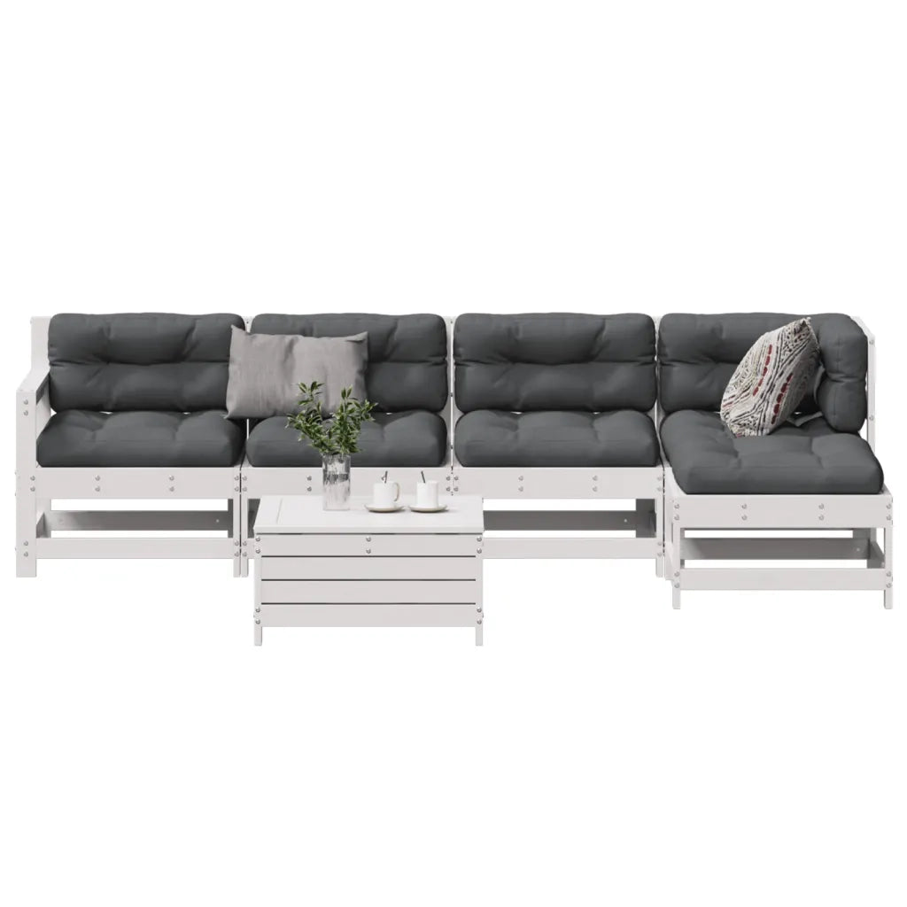 Set Salotto da Giardino 6 pz Bianco in Legno Massello di Pino 3250929