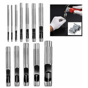Trade Shop - Set 12 Fustelle Punzoni In Acciaio Per Cuoio Lamiere Stoffa Pelle Legno 3-19 Mm -
