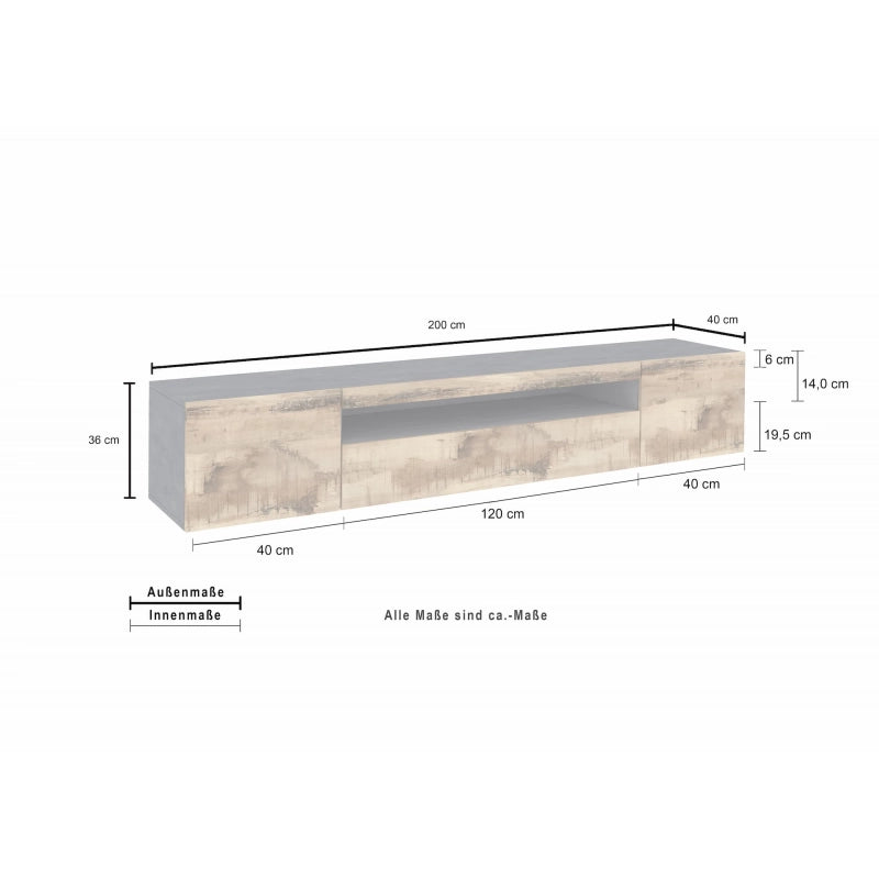 Mobile Porta TV Daiquiri – 200cm – Ardesia e Acero Pereira