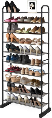 Scarpiera a 10 Ripiani Rimovibile, Organizzatore per Scarpe da 50 Paia, Struttura in Metallo, Ampia Capacità per Ingresso Soggiorno Camera da Letto, 66x29x152 cm