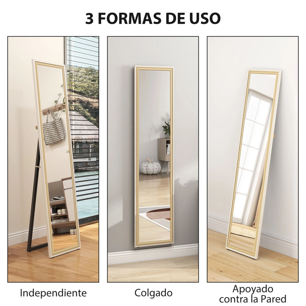 Specchio a Pieno Corpo Inclinabile o da Parete ¨C zephmum ¨C Bianco e Naturale
